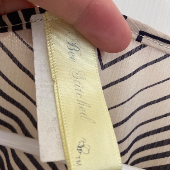 Vintage Silk A-line Bee Stitched Chevron Dress Small - Picture 3 of 6